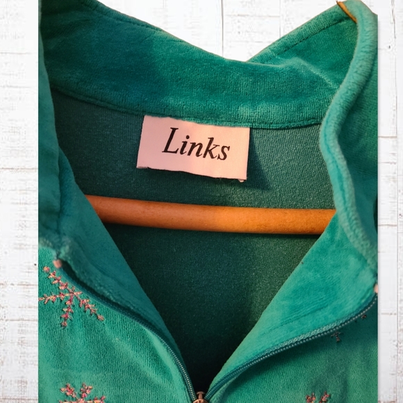 Teal Velvety 2pc Set w/ Sparkly Snowflakes by Links - Picture 5 of 10